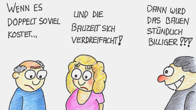 Bei Bauvorhaben ist es wichtig, den richtigen Partner zu wählen. ILLUSTRATION STEFAN AESCHI, HEV SCHWEIZ